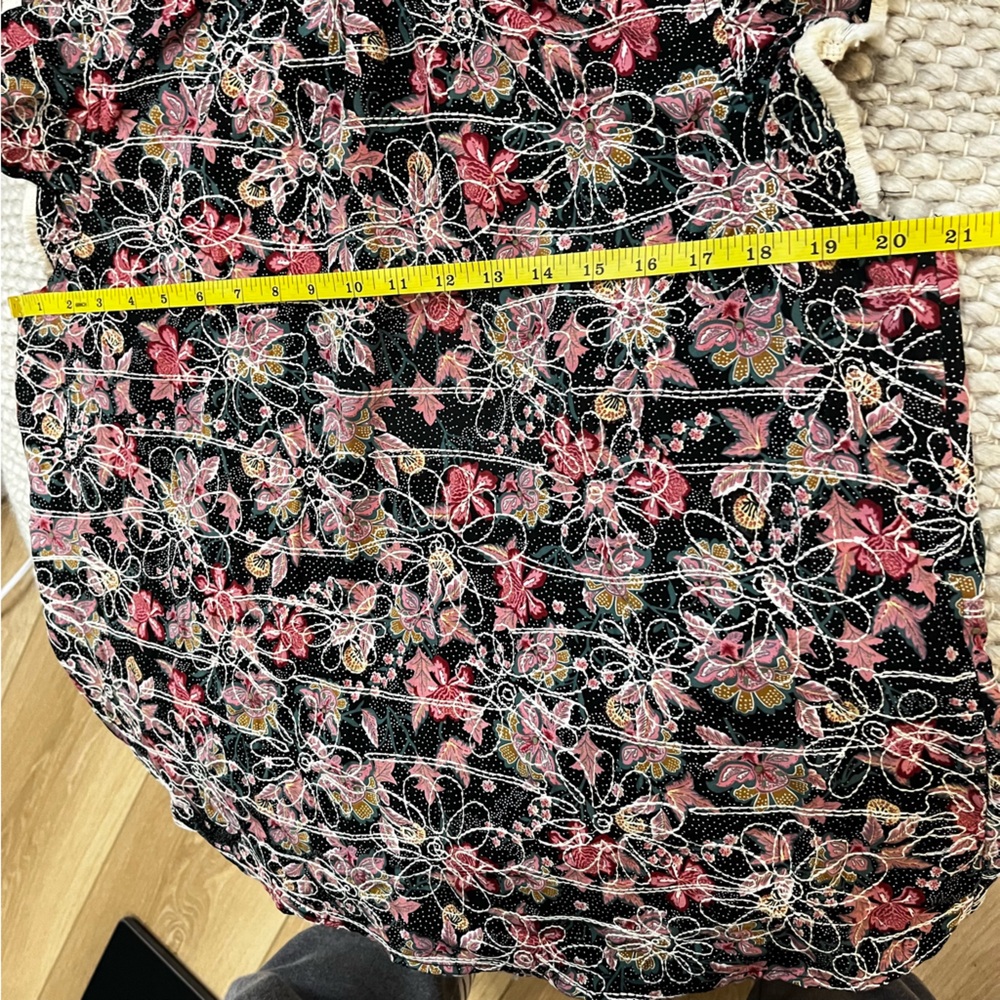 Voy Floral Embroidered Fringe Detail Back Ribbon Top Size Large - Picture 5 of 15